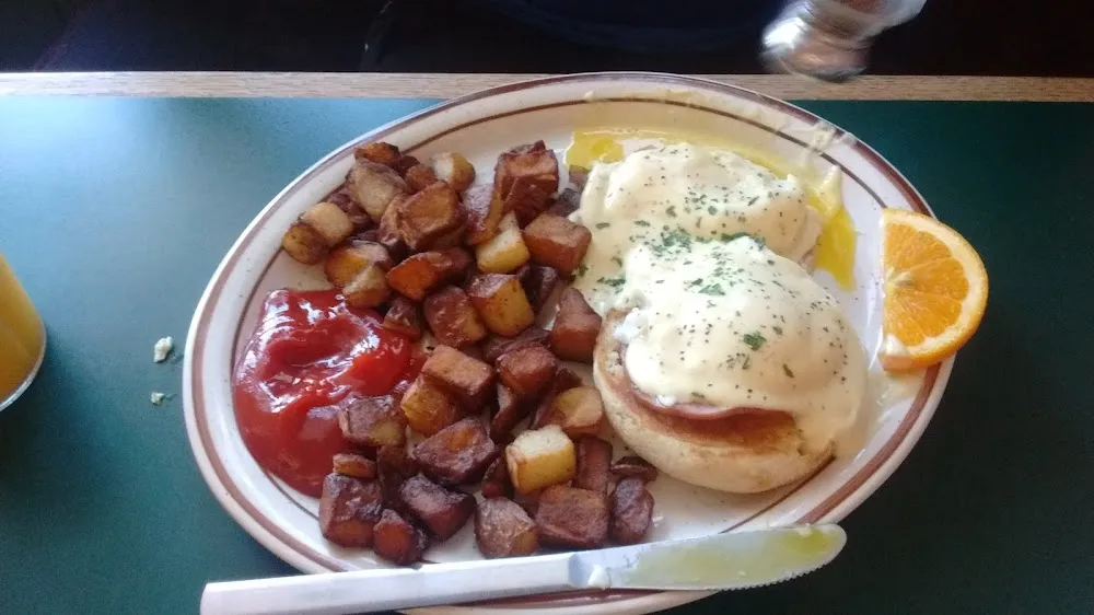 3 Eggs Bacon Home Fries with Coffee and Large Home Made Biscuit