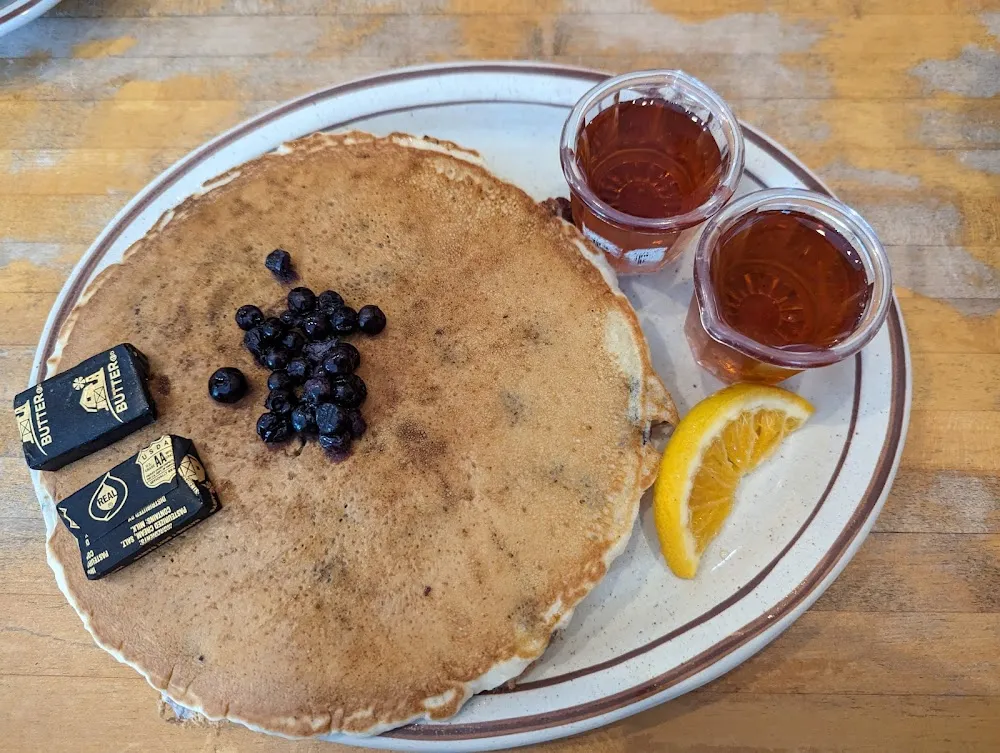 Blueberry Pancakes with Real Maple Syrup